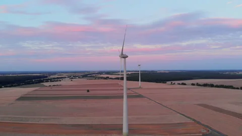 Windmills producing electricity Stock Footage 92659723