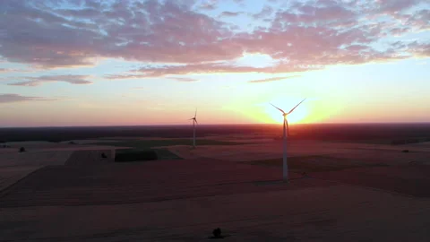 Windmills producing electricity Stock Footage 92664741