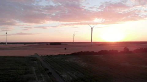 Windmills producing electricity Stock Footage 92669893