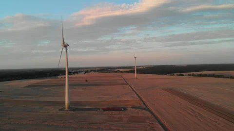Windmills producing electricity Stock Footage 92682827