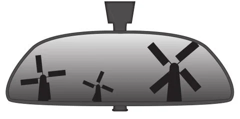 Windmills In Rear View Mirror Stock Illustration