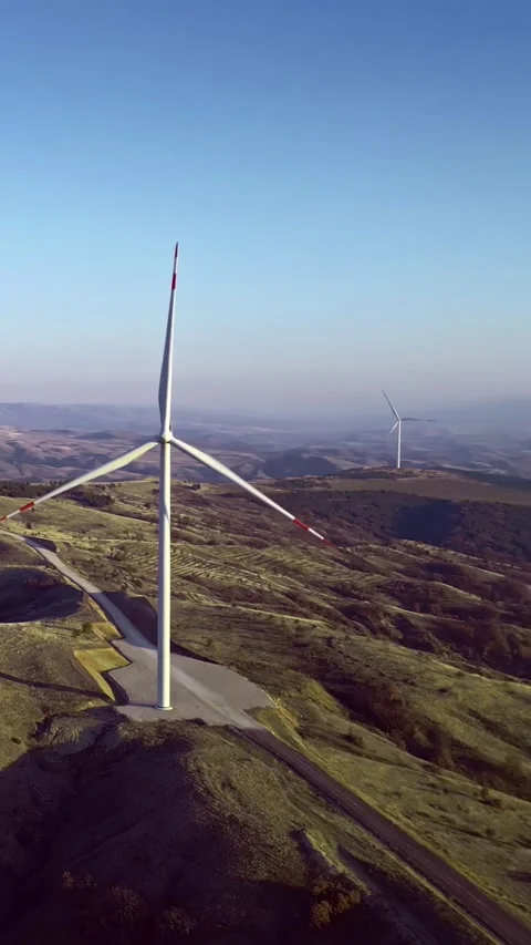 Windmills, remote, renewable energy, vertical short video, phone background Stock Footage 283344946