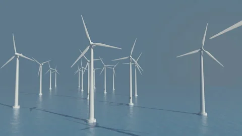 Windmills reveal as 3D animation 스톡 동영상 137918629