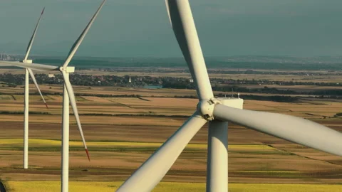 Windmills with rotating wings Stock Footage 210697203