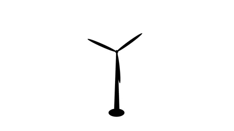Windmills rotation loop side view isolated, Animated wind turbine video Video stock 260174590