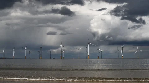 Windmills in the sea Video stock 57675003
