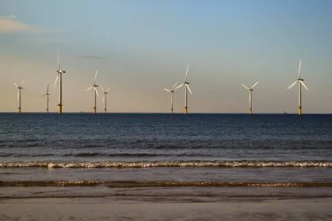 Windmills in the Sea Stock Photos