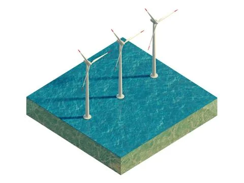 Windmills of the sea on a plot of land Stock Illustration