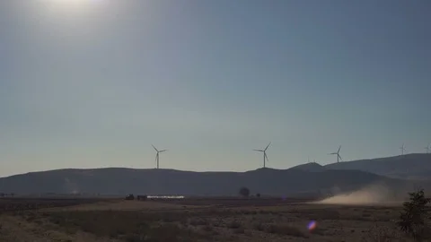 Windmills Silhoutte with Farmers Video stock 95688012