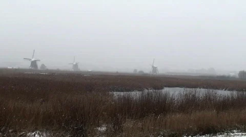Windmills Snow Zoom Video stock 611353