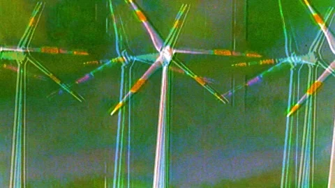 Windmills spinning trip psychedelic batch glitchy effect Stock Footage 255300888