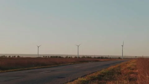 Windmills in the steppes of Crimea Stock Footage 153757719