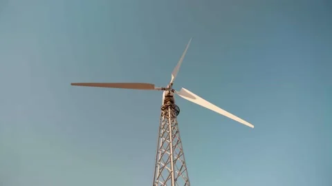 Windmills in the steppes of Crimea Stock Footage 153757791