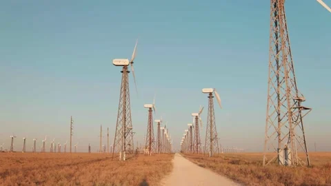 Windmills in the steppes of Crimea Stock Footage 153757914