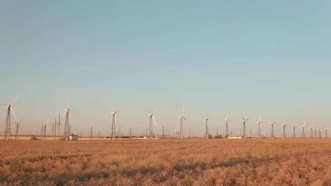 Windmills in the steppes of Crimea Stock Footage 153757969