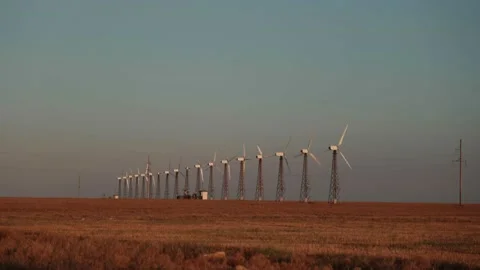 Windmills in the steppes of Crimea Stock Footage 153758353