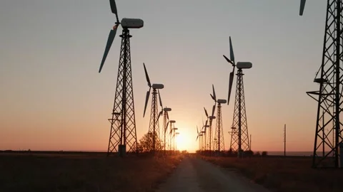 Windmills in the steppes of Crimea Stock Footage 153758678
