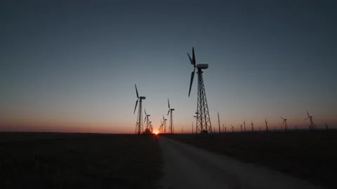 Windmills in the steppes of Crimea Stock Footage 153758908