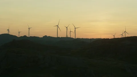 Windmills in the sunrise Video stock 127830686