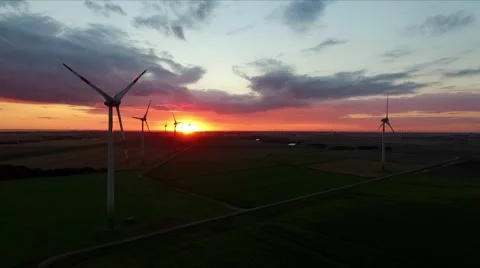 Windmills Sunset Stock Footage 66768147