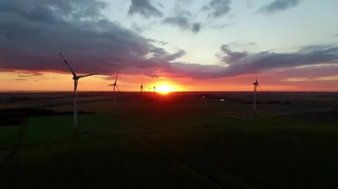 Windmills Sunset Stock Footage 66768170