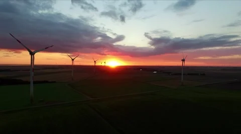 Windmills Sunset Stock Footage 66768299