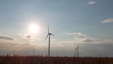 Windmills Sunset Footage Video stock 252141683