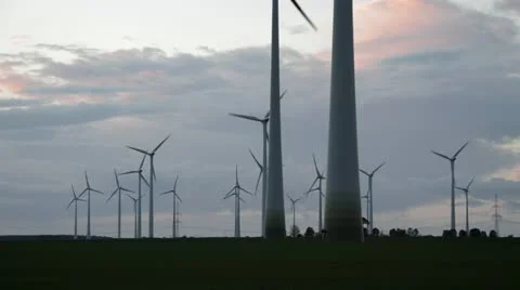 Windmills at sunset, Germany Stock Footage 18007559