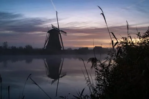 Windmills at sunset Foto stock