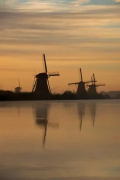 Windmills at sunset Foto stock