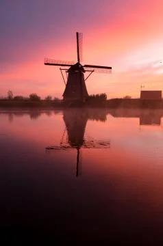 Windmills at sunset Foto stock