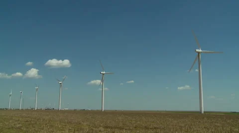 Windmills on the Texas-Oklahoma border 15 Stock Footage 40449850