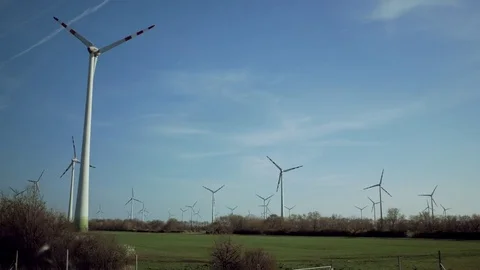 Windmills through the car Video stock 74335978