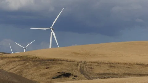 Windmills turning in the wind Stock Footage 112047899
