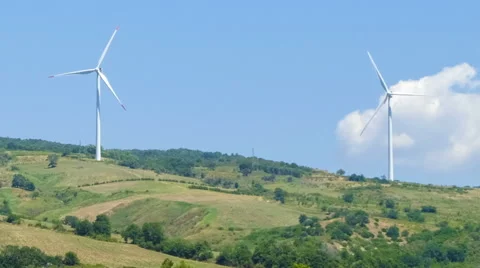 Windmills on the Tuscan hills Stock Footage 66332407