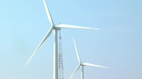 Windmills Two Wide 2 Stock Footage 857813