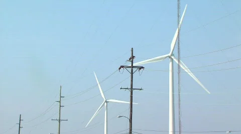 Windmills Two Wide Stock Footage 857823