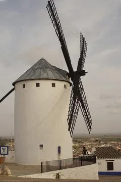 Windmills type "tower" Campo de Criptana (Ciudad Real) Stock Photos