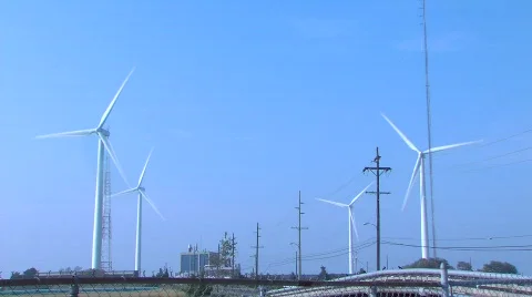 Windmills Wide Stock Footage 857881