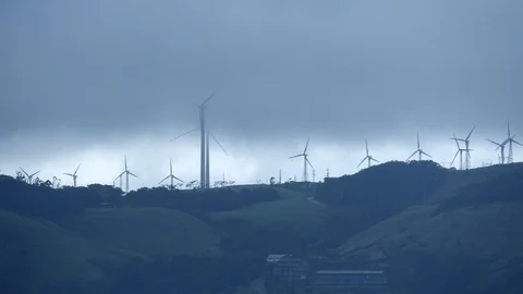 Windmills wide Stock Footage 126551067