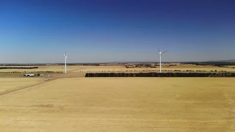Windmills on a Wind Farm Producing Clean Renewable Energy Stock Footage 102249165