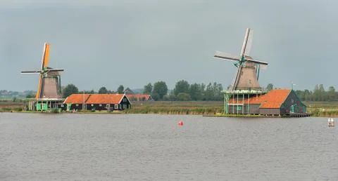 Windmills in Zaanse Schans Stock Photos