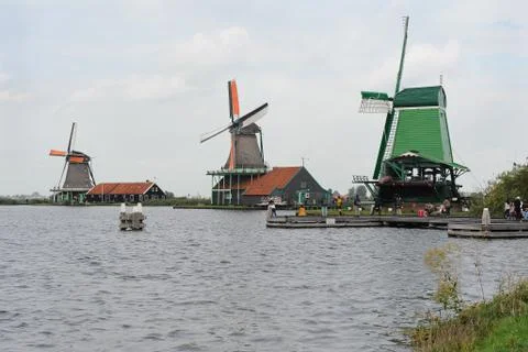 Windmills in Zaanse Schans Stock Photos