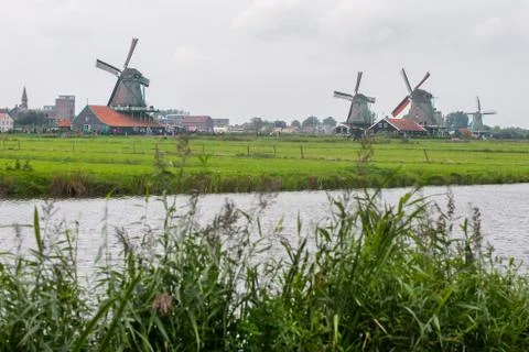 Windmills in Zaanse Schans Stock Photos