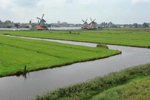 Windmills in Zaanse Schans Stock Photos