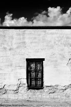 Window on an Abandoned Adobe Building Stock Photos