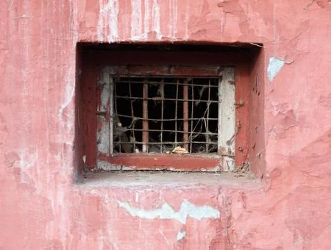 Window of an abandoned basement Stock Photos