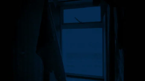 Window In Abandoned House At Night Vídeo Stock 219286170