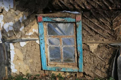 Window of abandoned house 스톡 사진