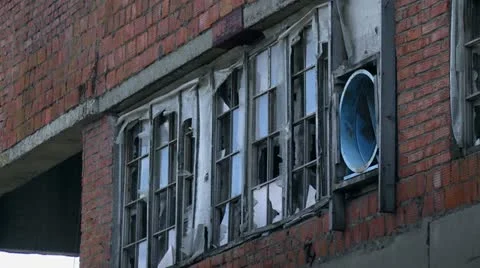 Window of abandoned red building Stock Footage 11412597
